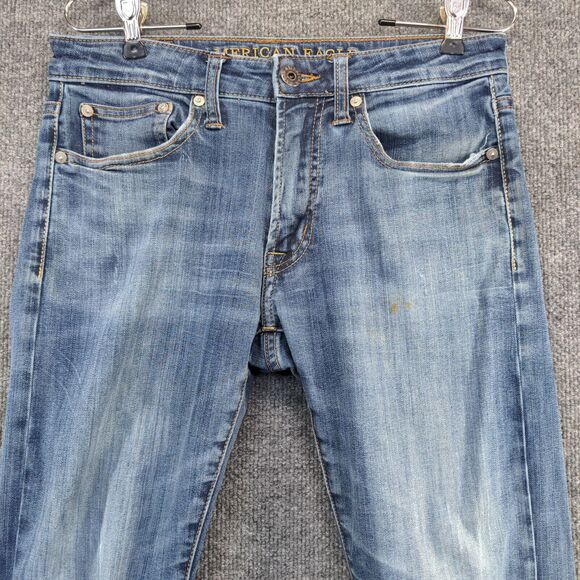 American Eagle Outfitters Men's Active Flex Slim Straight Jeans Blue 29x30 Denim - Picture 3 of 14